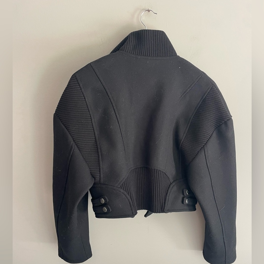 ZARA Italian Wool oversized Crop Biker jacket - Picture 12 of 15